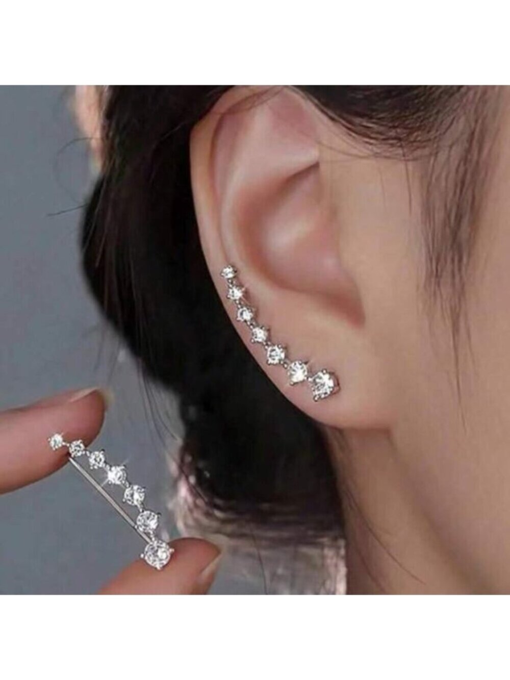 Sterling Silver 925 Moissanite Ear Climber Earrings